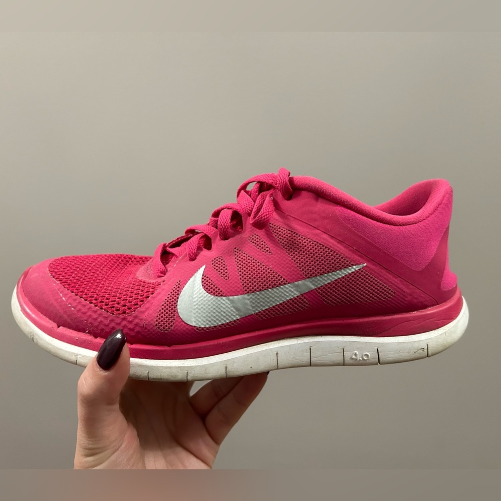 Pink Nike (Free 4.0 model) sneakers. Size 9